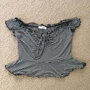 Black & White Tie Crop Top